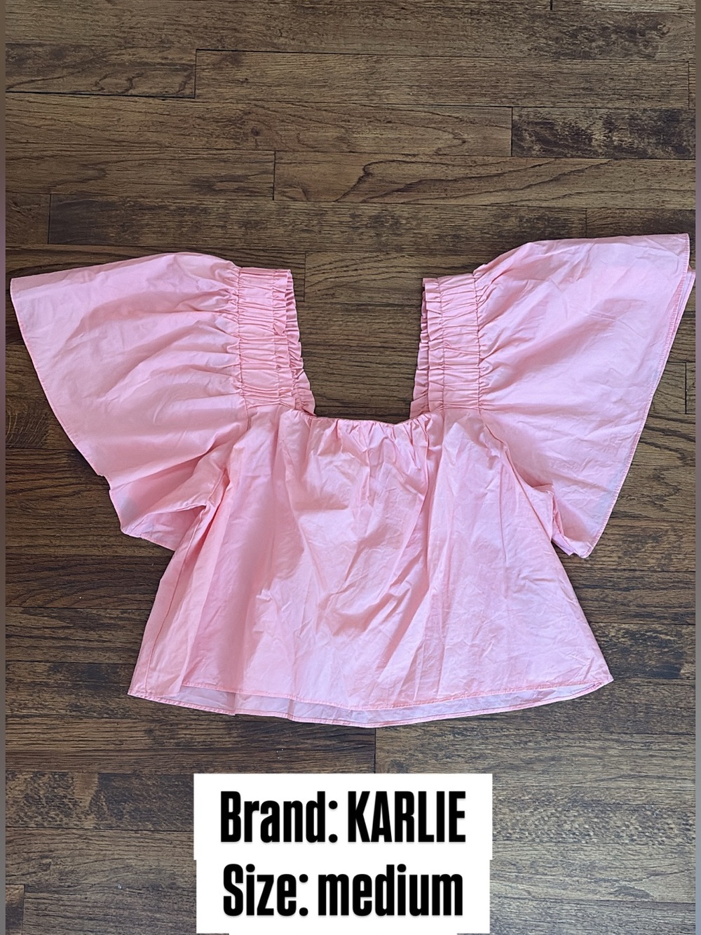 KARLIE Light Pink Square Neck Puff Sleeve Top